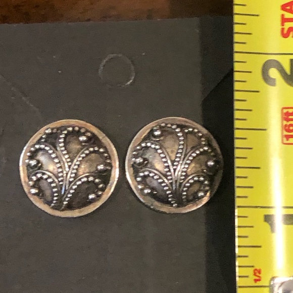 LOIS HILL Oxidized Sterling Silver Granulated Scroll Post Back Earrings - Picture 12 of 17